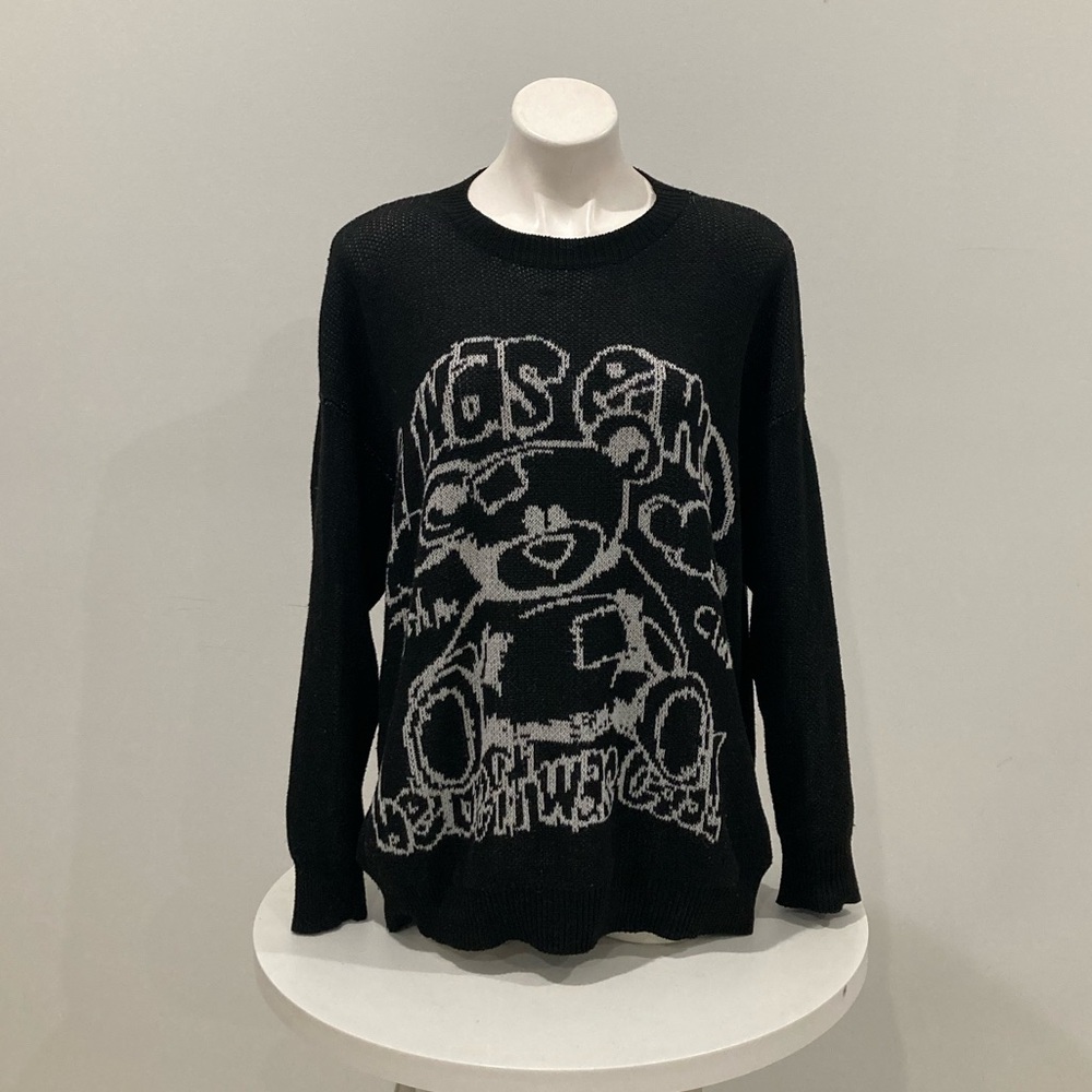 SHEIN I Was Emo Before It Was Cool Black Crew Neck Sweater Teddy Bear 🧸 XL